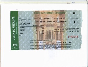 Ticket de entrada a la ALHAMBRA/ 10 euros